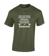 THE UNIVERSE IS MADE OF PROTONS MENS T SHIRT FUNNY SCIENCE JOKE SLOGAN TOP NEW