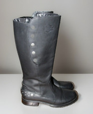 HARLEY-DAVIDSON WIDE FIT UK 4 EU 37 LADIES BLACK LEATHER KNEE BOOTS NEARLY NEW
