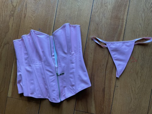 Pink leather overbust - pu,