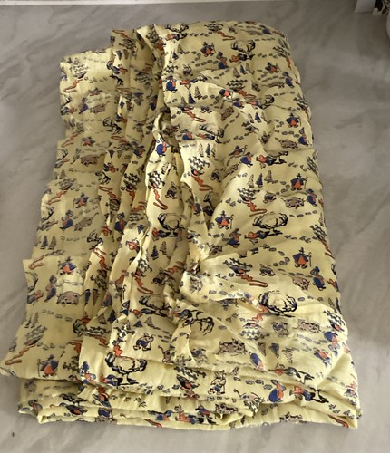 Unused vintage fabric - fabric, yellow