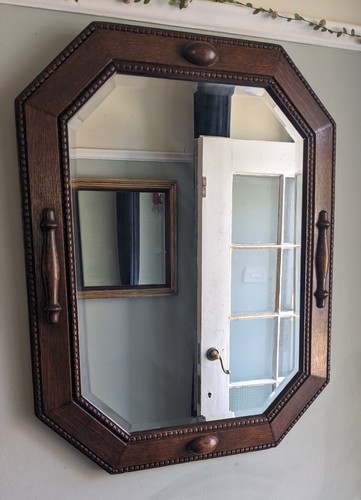 Antique art deco oak - deco, mirror