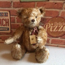 Gorgeous Mohair Teddy Bear With Teddy Pin Badge By Teddy Hermann.