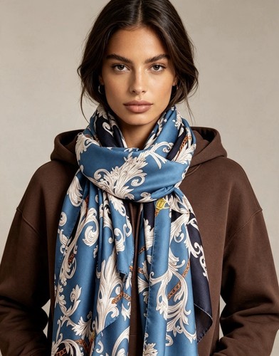 Silk blend scarf luxury teal - ,