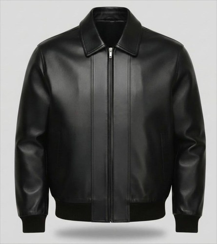 Black leather biker jacket for - black,