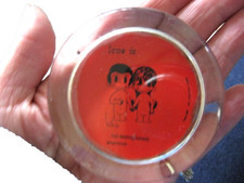 Vintage 1970s 'Love is..' Glass Paperweight - Cartoon Series by Kim Casali