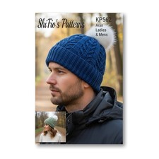 Knitting Pattern for Men's Aran Beanie Hat ( Ladies size included)  KP562