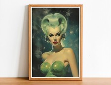 Green Kitsch Lady 07 Art Print