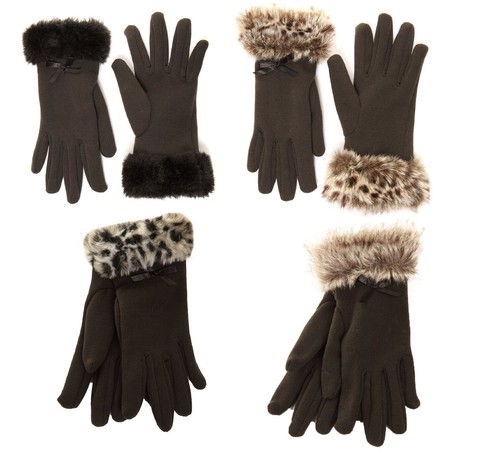 Ladies black gloves with - black,