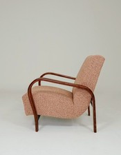 Vintage Armchair Art Deco Pinky Polka Dot Irish Tweed 1940 Kozelka ,& Kropacek