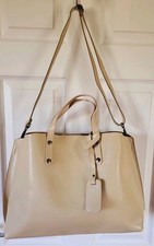 Borse In Pelle Large Cream Italian Leather Tote Crossbody Shoulder Bag Handbag