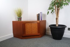 Vintage G Plan Teak Corner Cabinet – Large Mid-Century Unit with Chevron Doors