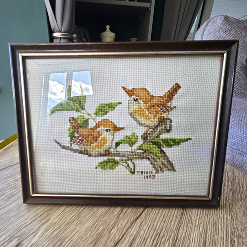 Framed finished cross stitch - framed,
