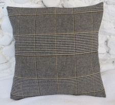 Cushion Cover, Check, Tartan, Brown, Black, Beige, 19", Wool Blend.