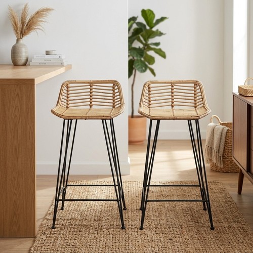 Natural rattan bar - natural, stools