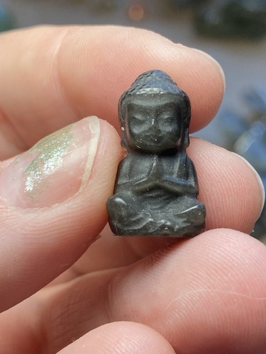 Obsidian buddha crystal - crystal, silver