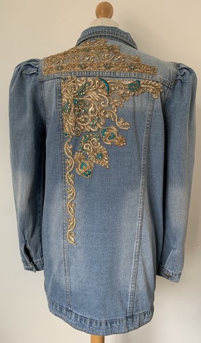 Upcycled denim jacket ladies - denim,