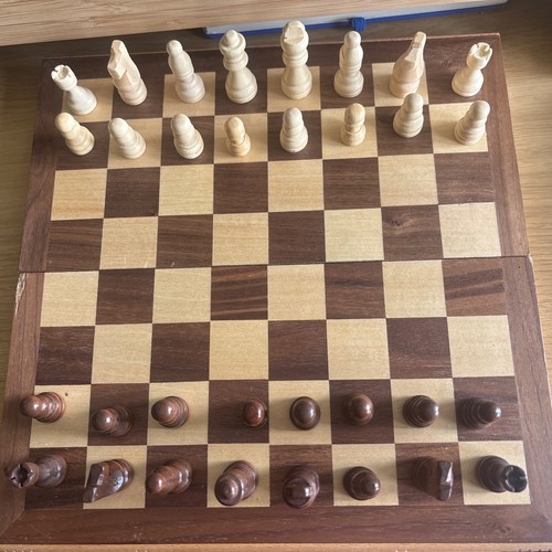 Wooden folding chess set - chess,