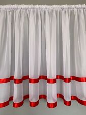 White Voile Cutrains with Various Colours Stripes 
