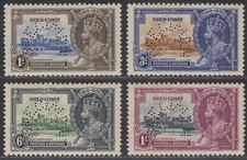 Gold Coast 1935 KGV SPECIMEN Perf Silver Jubilee Set Mint SG113s-116s cat £120