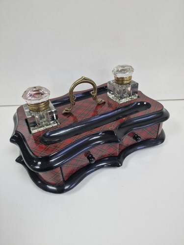 Tartan ware inkwell stand - tartan,
