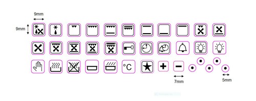 Assorted oven symbols stove - 36,