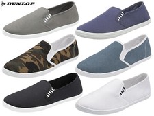 Mens Dunlop Canvas Slip Ons Lightweight Deck Comfort Casual Gym Pumps Trainers 