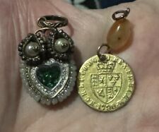 VICTORIAN GEORGIAN ADAPTED FLOATING HEART FOB & COIN AGATE  FOB DATED 1790
