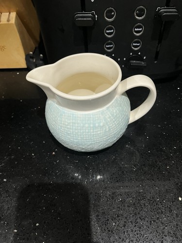 Blue white jug - &,