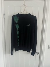 Black / Green Patterned Palm Grove Golf Long Sleeve Logo Knitted Wool Jumper