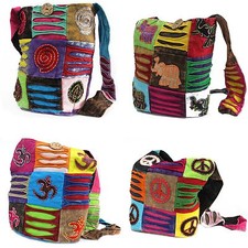 Ethnic Patchwork Sling Shoulder Bag - Hippy Fabric Cotton Bags