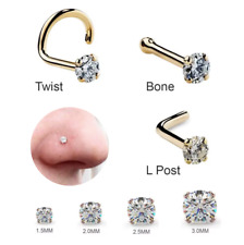 20G Nose Stud Surgical Steel 1.5-3mm Cubic Crystal 0.8mm Thin Bone Bar UK Seller