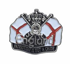 ENGLAND BADGE "PATRIOTISM IS NOT A CRIME" - Antique Nickel Lapel Badge UK Seller