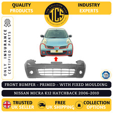 FRONT BUMPER-PRIMED-WITH MOULDING-FOR NISSAN MICRA K12 2006-2010-INSURANCE CERT