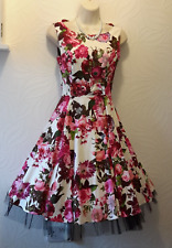 HEARTS & ROSES ROCKABILLY DRESS, PINK FLORAL DRESS SIZE 10  EXCELLENT CONDITION