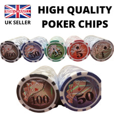 NEW 100 Numbered Laser 5 Colors Poker Chips 12 gram ABS Composite UK STOCK 