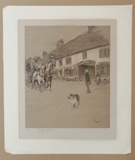Four Vintage Prints.  Cecil Aldin.  "Old English Inns"  Signed.  c.1920