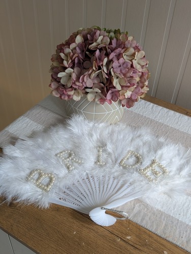 Bride feather fan - feather, pearl