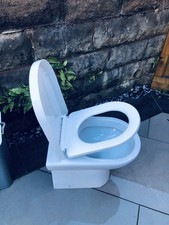 Back To Wall Toilet Pan With Soft Close Seat Bathroom Cloakroom Modern BTW WC