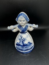 Vintage DELFT Figurine Girl Holland Dutch Hand Painted Blue White Porcelain