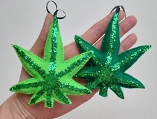 Cannabis Leaf Weed Marijuana Ganja Glitter Christmas Tree Decoration 4:20