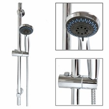 Shower Head & Slide Riser Rail Bracket Kit Chrome Adjustable Set With Soap Dish