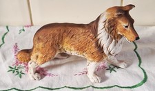 Sable & White Rough Matte Collie Lassie Dog Figurine 7.75" Long 5" High VTG READ