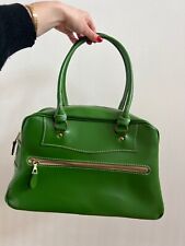 J & M DAVIDSON GREEN LEATHER SHOULDER BAG USED SUEDE INTERIOR W ZIP