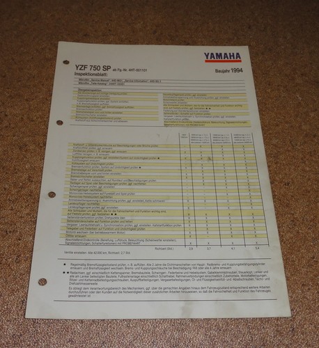 Inspection sheet yamaha xzf - inspection,