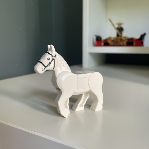 Lego horse white printed - white,