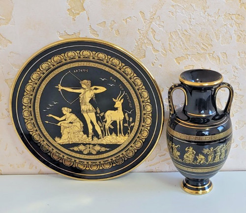 Vintage greek pottery 24k gold - greek,