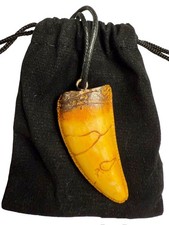 T-Rex Resin Tooth Pendant On Waxed Cord In Gift Bag