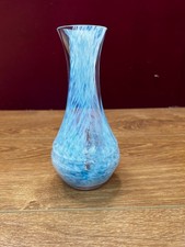 Vintage Caithness Style Art Glass Swirl Blue Vase in Good Condition