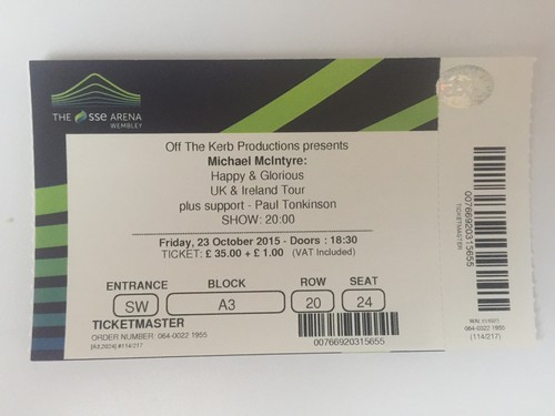 Used michael mcintyre ticket - used,