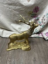 Vintage Brass Stag Ornament Mantle Piece - H 30.5cm x L 28cm